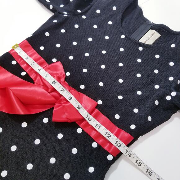 Jennifer Roberts Knit Polka Dots with Red Ribbon Belt - Picture 5 of 14